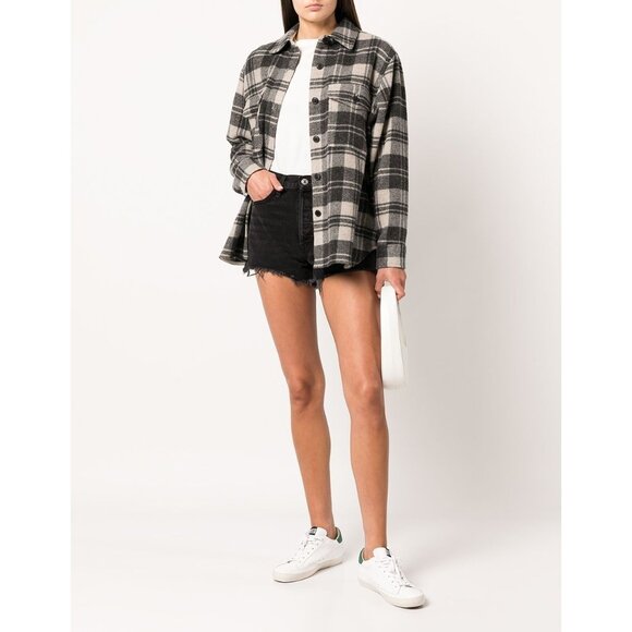 RE / DONE Jeans 70's High Rise Denim Shorts in Broken Black - Picture 3 of 8